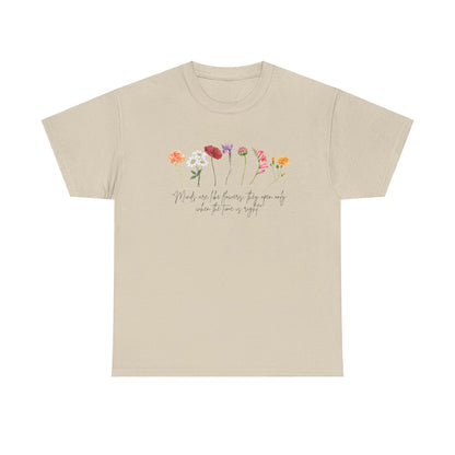 Dainty floral tee with inspirational quote - Cotton T-shirt - Watercolor flowers