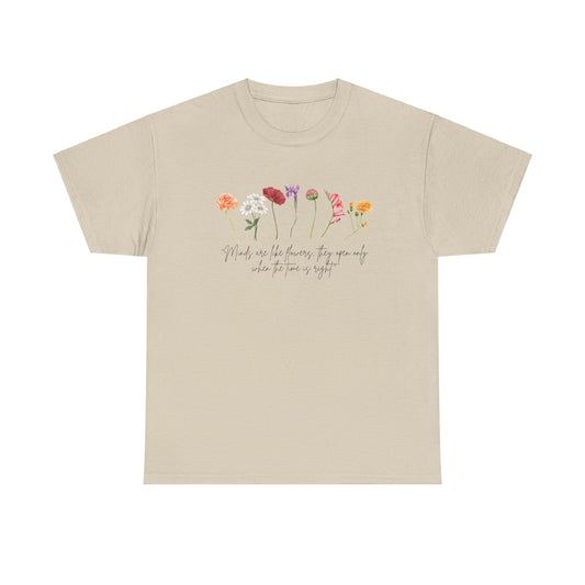 Dainty floral tee with inspirational quote - Cotton T-shirt - Watercolor flowers