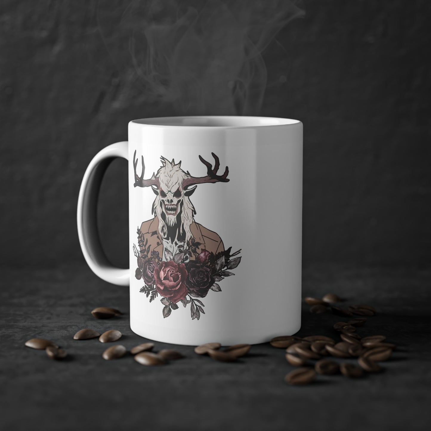 Wendigo Mug floral - Monster Floral Gifts Folk Art Housewarming Gothic Birthday Gift Funny Creepy Weird Stuff Quirky Whimsical Tea Cup Goth