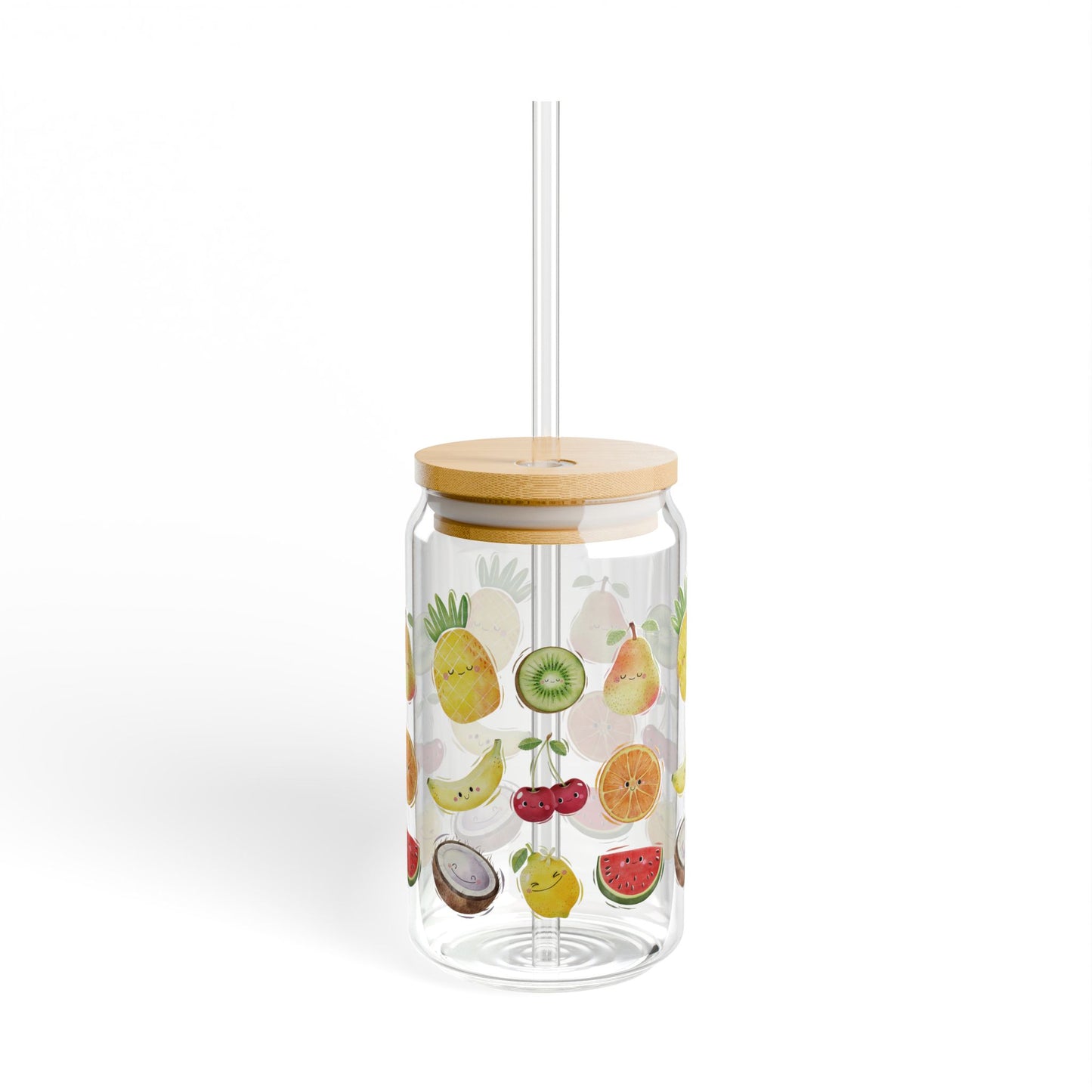 Cute Fruit Glass Cup 16oz With Lid And Straw Trendy Glass Tumbler Iced Coffee Cup Glass Coffee Cup Tumbler, Water Glass Gift For Best Friend