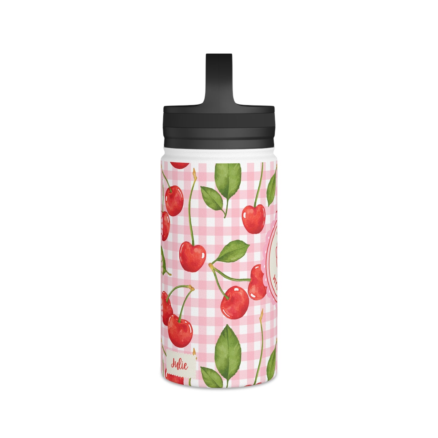 Cute Cherry Stainless Steel Water Bottle - Cherries tumbler - Pink waterbottle