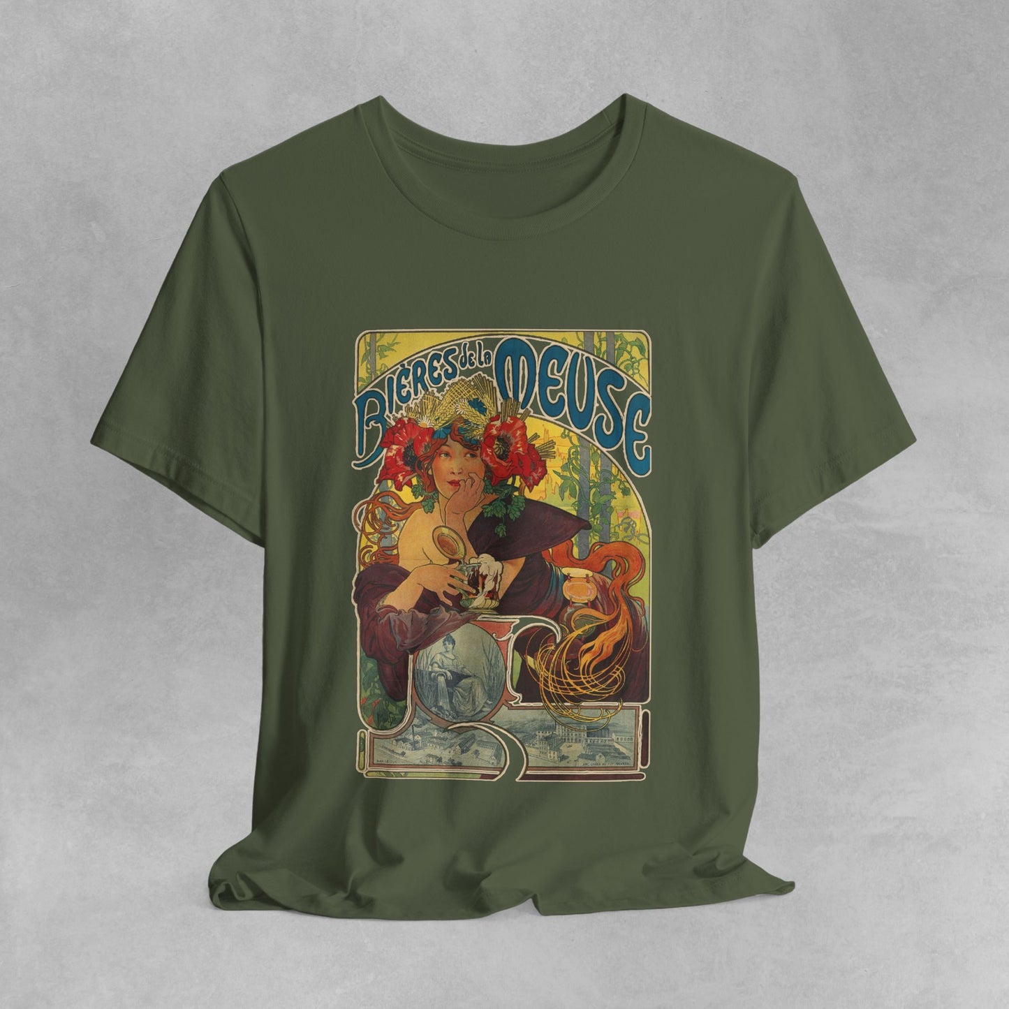 Vintage French Art Nouveau t shirt Vintage advertisement Design Unisex Organic Cotton T-Shirt with Alphonse Mucha Art, Art Nouveau tee