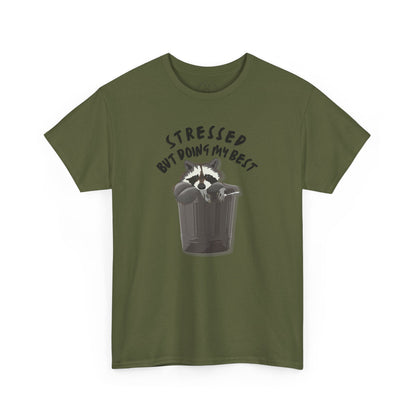 Stressed but doing my best raccoon tshirt -  Cute raccoon shirt - funny t-shirt - meme tshirt - funny gift - cute graphic tee - Aurora Corner Shop