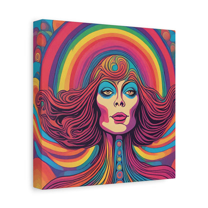 Psychedelic Boho Woman Canvas Art - Celebrate Bohemian Elegance - Matte Canvas wall art