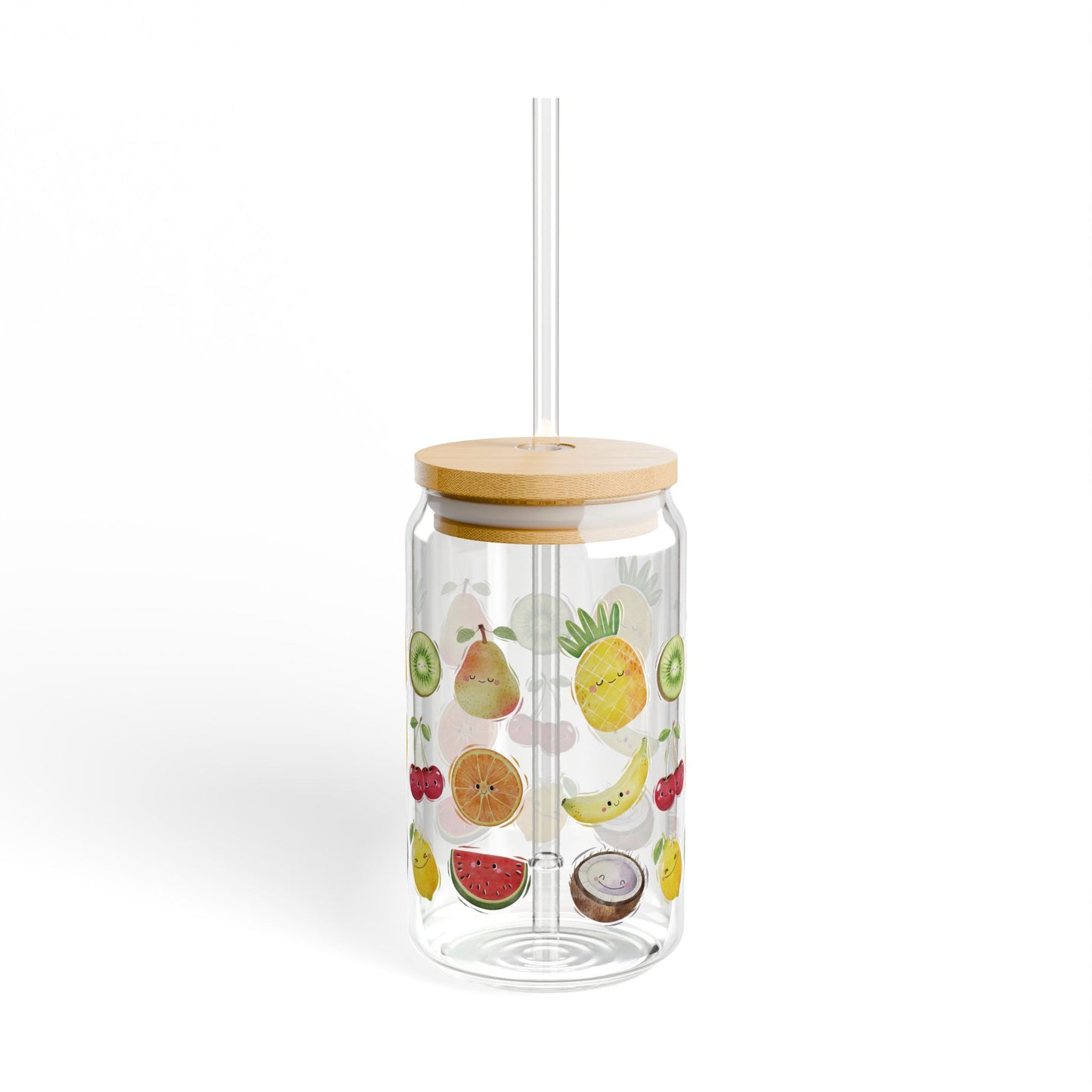 Cute Fruit Glass Cup 16oz With Lid And Straw Trendy Glass Tumbler Iced Coffee Cup Glass Coffee Cup Tumbler, Water Glass Gift For Best Friend