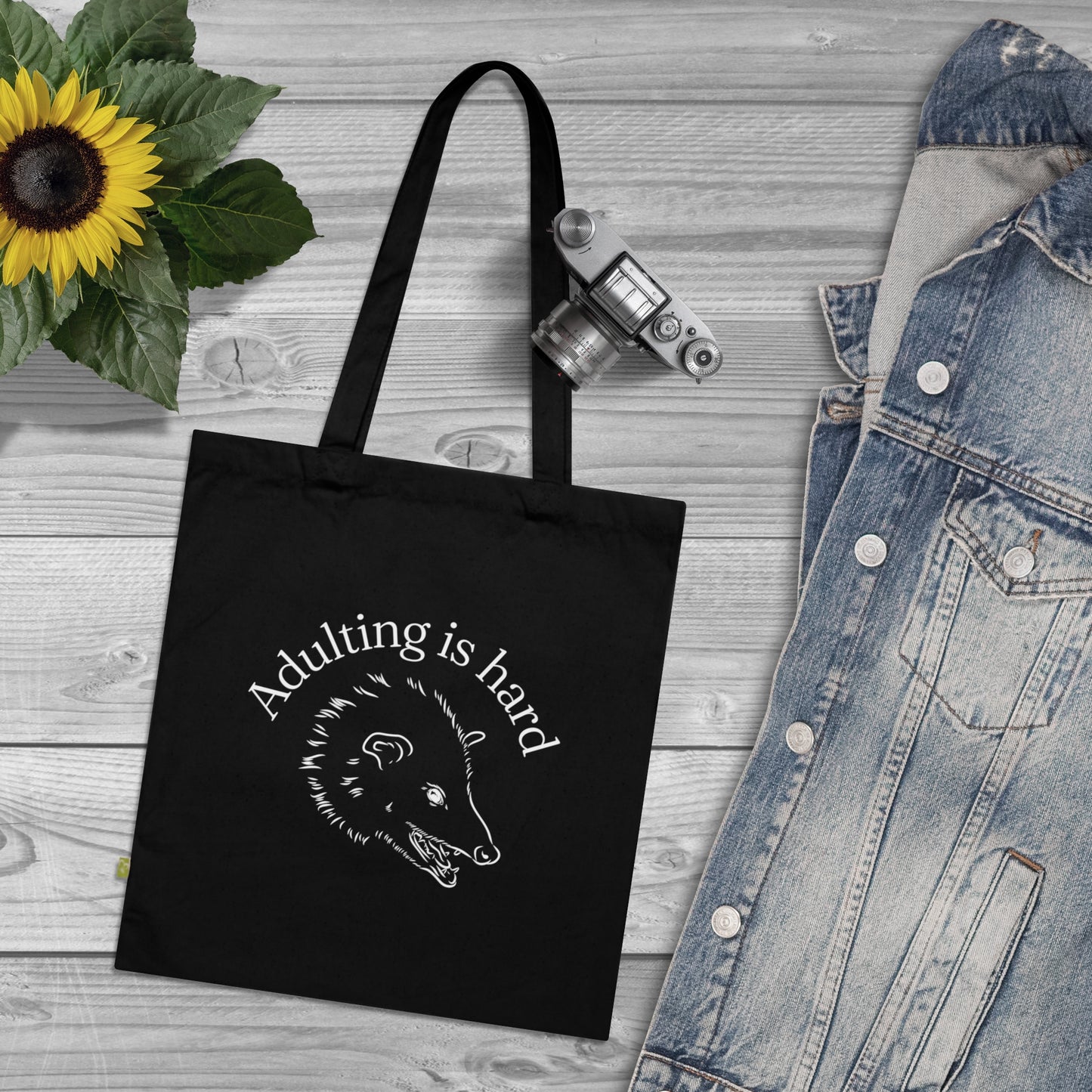 Adulting is hard possum Tote Bag Possum Mental Health Tote Bag Aesthetic Tote Bag Cute Animal Tote Bag Cool Tote Bag funny meme tote bag