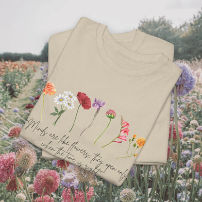 Dainty floral tee with inspirational quote - Cotton T-shirt - Watercolor flowers