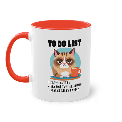 Kittys To do List - Two-Tone Coffee Mug - Cat mug