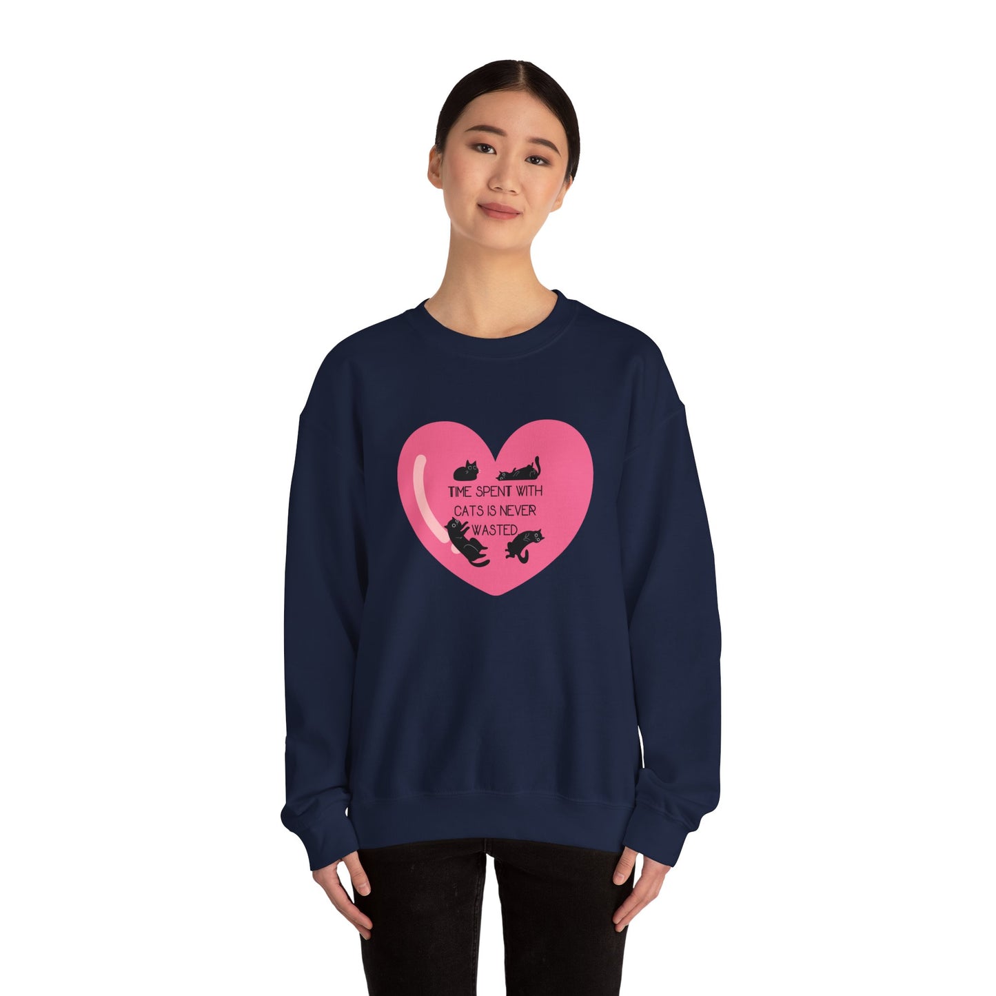 Time with spend with cats Crewneck Sweatshirt with heart design