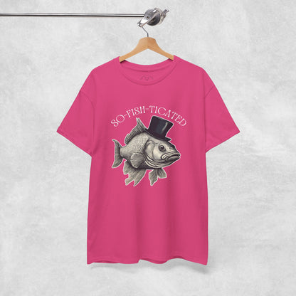 So-Fish-Ticated Funny fishing pun tshirt Funny Meme TShirt Retro Fisher T Shirt, Fisher Gear, Fish Graphic Shirt, humor Unisex Cotton Shirt