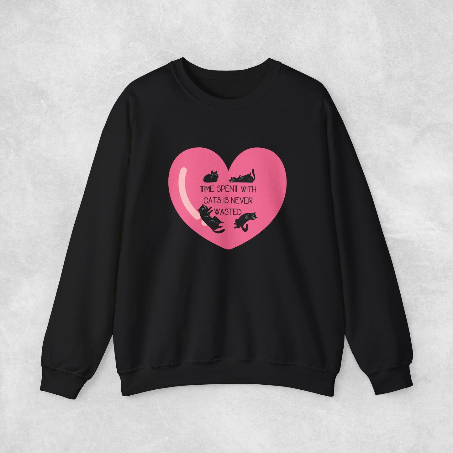 Time with spend with cats Crewneck Sweatshirt with heart design