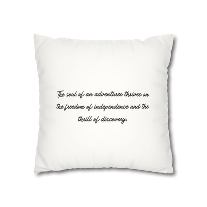 Soul of an adventurer square pillow in white