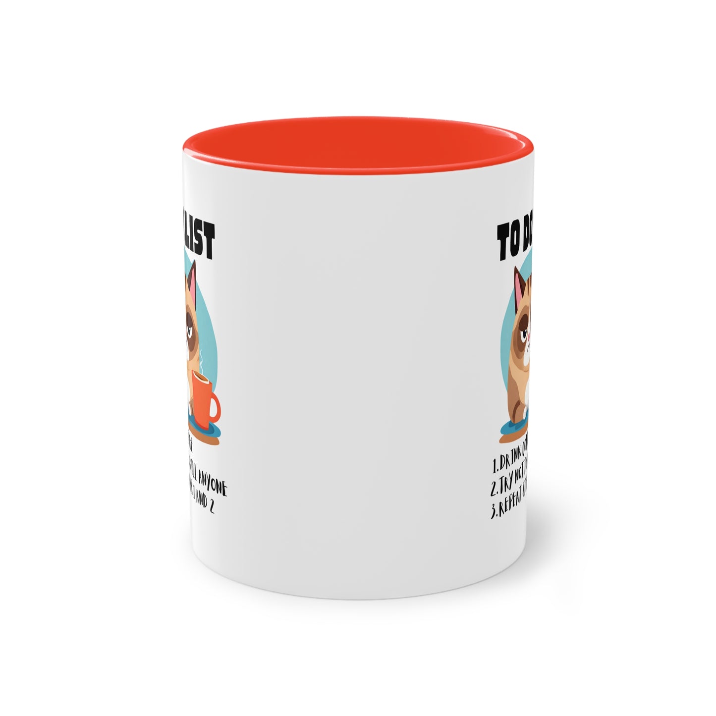 Kittys To do List - Two-Tone Coffee Mug - Cat mug
