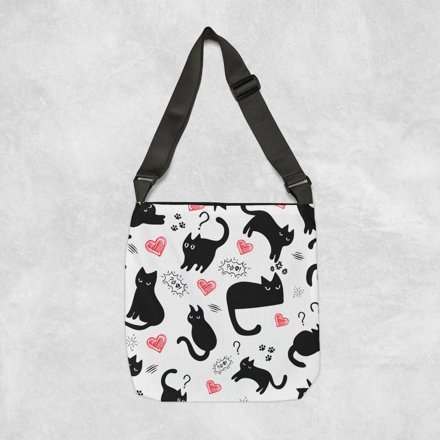 Black cat Tote bag - With adjustable strap - Aurora Corner Shop