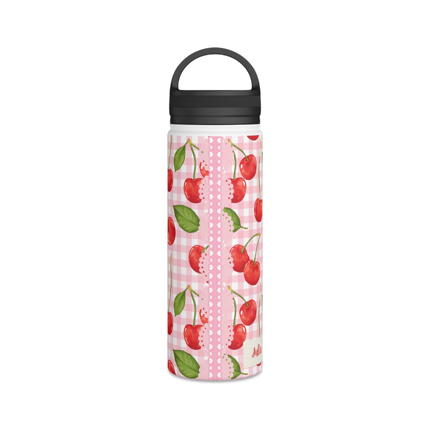 Cute Cherry Stainless Steel Water Bottle - Cherries tumbler - Pink waterbottle