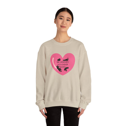 Time with spend with cats Crewneck Sweatshirt with heart design