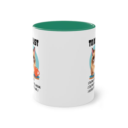 Kittys To do List - Two-Tone Coffee Mug - Cat mug