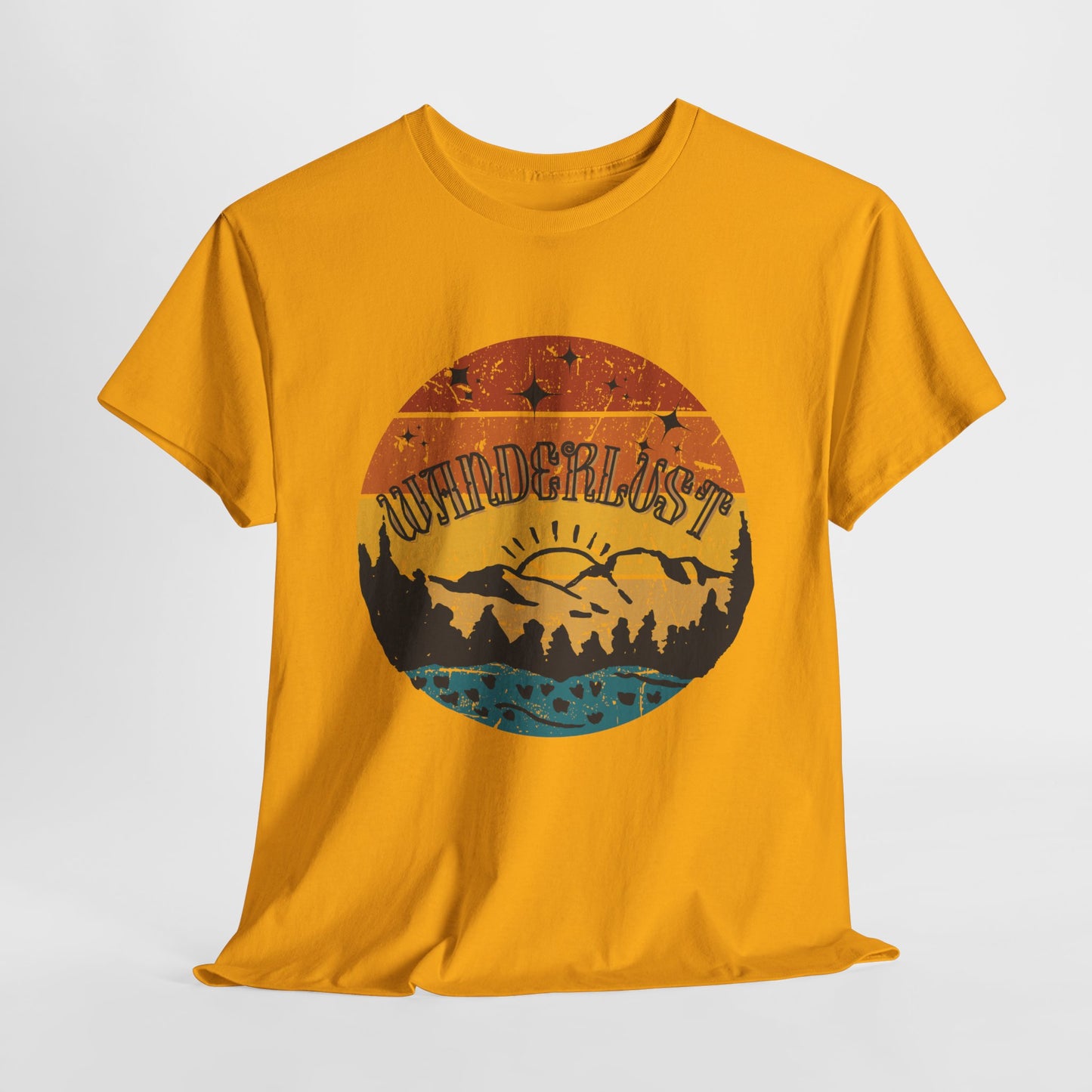 Wanderlust vintage style cotton t-shirt with retro travel design, perfect for travel lovers and adventure seekers. Soft, breathable fabric with a faded print, offering comfort and timeless fashion with hippie vibes. Ideal for casual wear and exploring new destinations.
