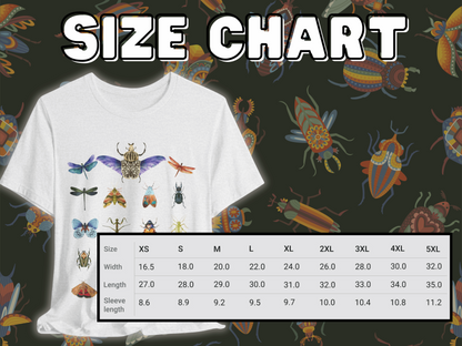 Cool Watercolour Bug and Beetle Shirt featuring a nature-inspired insect design, crafted from soft, breathable 100% Airlume combed cotton. Perfect for outdoor activities like hiking, camping, and wildlife watching, as well as casual wear. Eco-friendly production by Bella+Canvas with durable ribbed collars and tear-away label for ultimate comfort