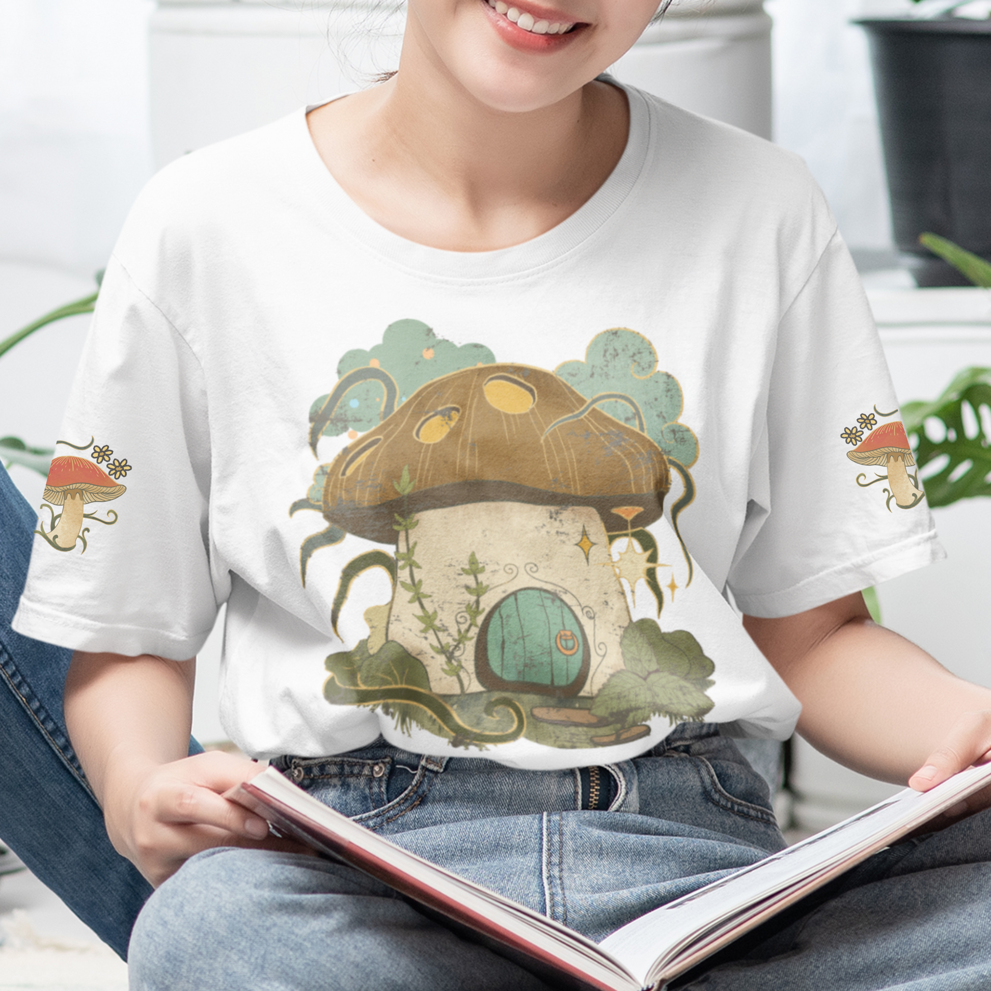 "Cottagecore Mushroom House T-Shirt - Whimsical Sleeve Design"
"Fairycore-Inspired T-Shirt with Cute Mushroom Illustrations"
"Charming Cottagecore Mushroom House Tee - Perfect for Nature Lovers"
"Unisex Fairycore Mushroom T-Shirt with Whimsical Details"