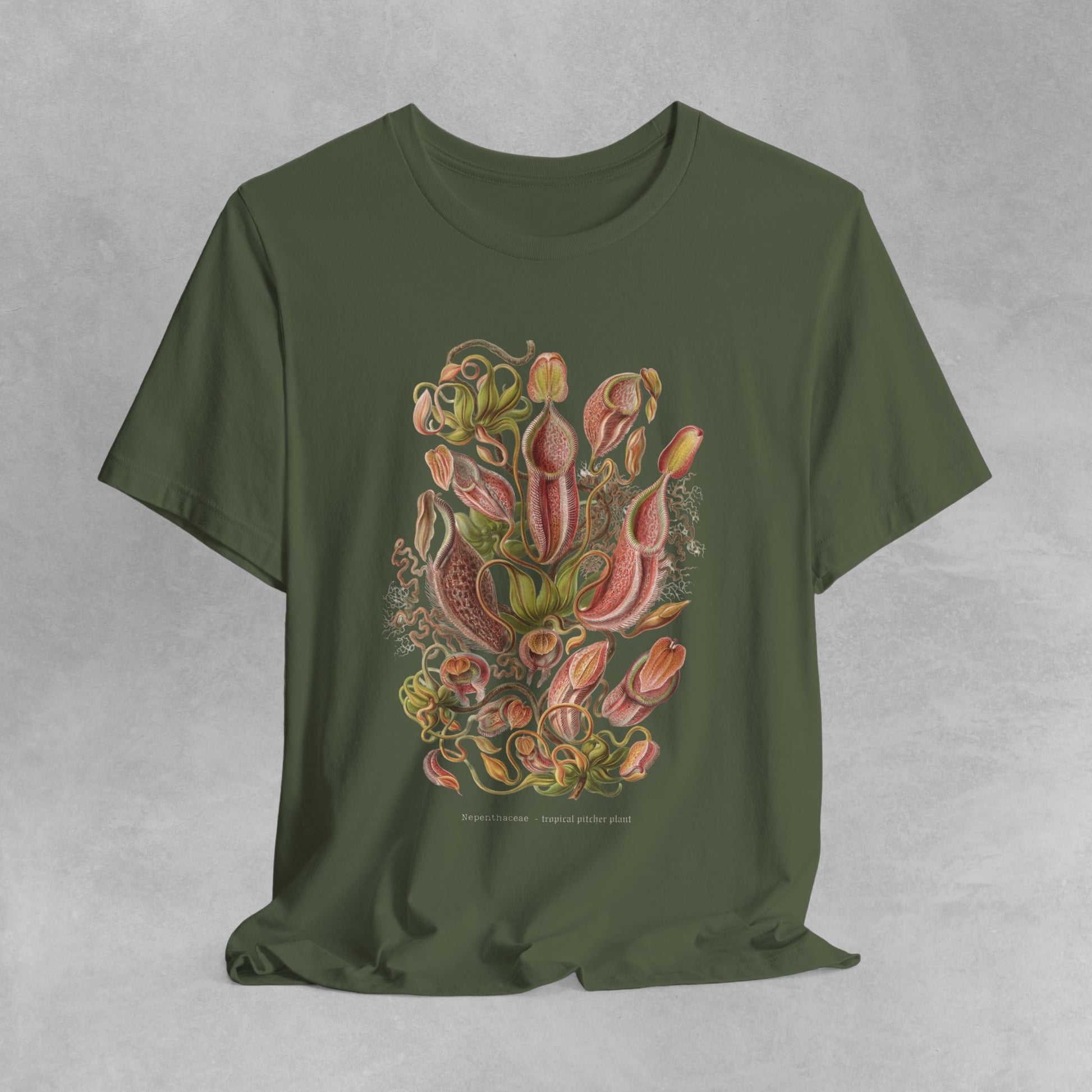 Vintage Nepenthes T-Shirt - Unique Carnivorous Plant Illustration"
"Botanical Illustration Tee - Nepenthes Carnivorous Plant ShirtVintage Nepenthes T-Shirt featuring a detailed botanical illustration of carnivorous plants, perfect for plant enthusiasts and lovers of unique, eco-friendly fashion.