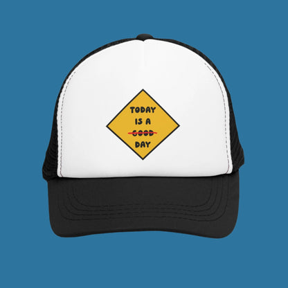 Good Day Funny Trucker Cap with a vintage-style snapback design, perfect for adding humor to your outfit. This retro-inspired, unisex hat is great for both women and men, making it a fun and silly accessory. Ideal as a gag gift for adults or as a playful addition to casual wear.