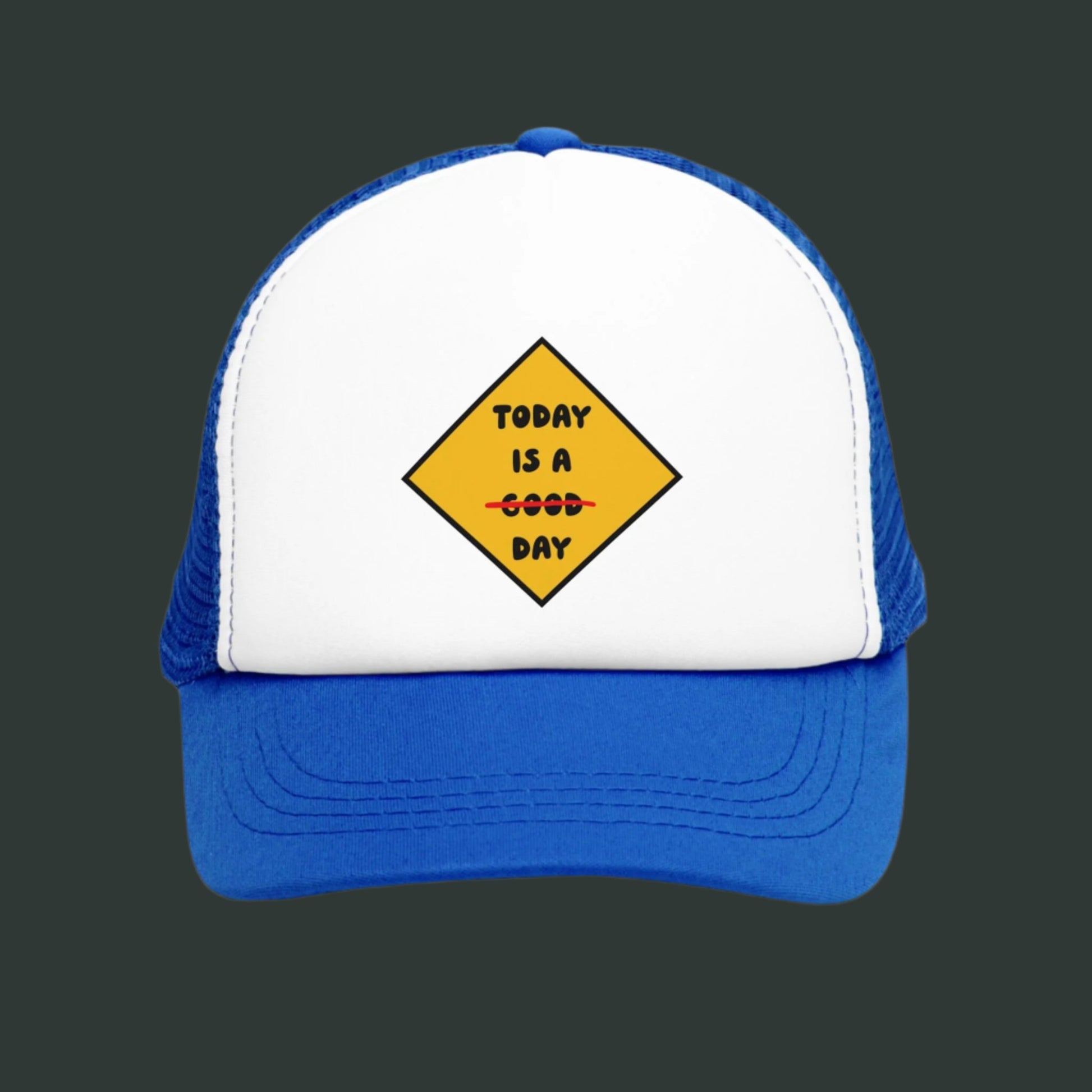 Good Day Funny Trucker Cap with a vintage-style snapback design, perfect for adding humor to your outfit. This retro-inspired, unisex hat is great for both women and men, making it a fun and silly accessory. Ideal as a gag gift for adults or as a playful addition to casual wear.