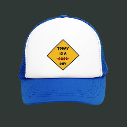 Good Day Funny Trucker Cap with a vintage-style snapback design, perfect for adding humor to your outfit. This retro-inspired, unisex hat is great for both women and men, making it a fun and silly accessory. Ideal as a gag gift for adults or as a playful addition to casual wear.