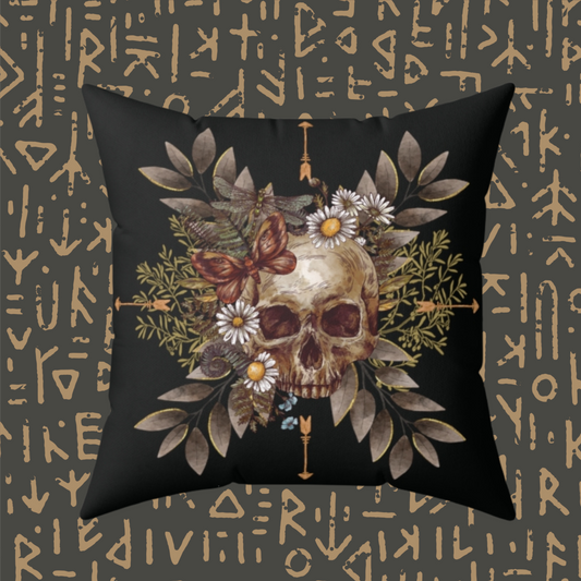 Wildwood Whisper Skull Pillow in black - Aurora Corner Shop