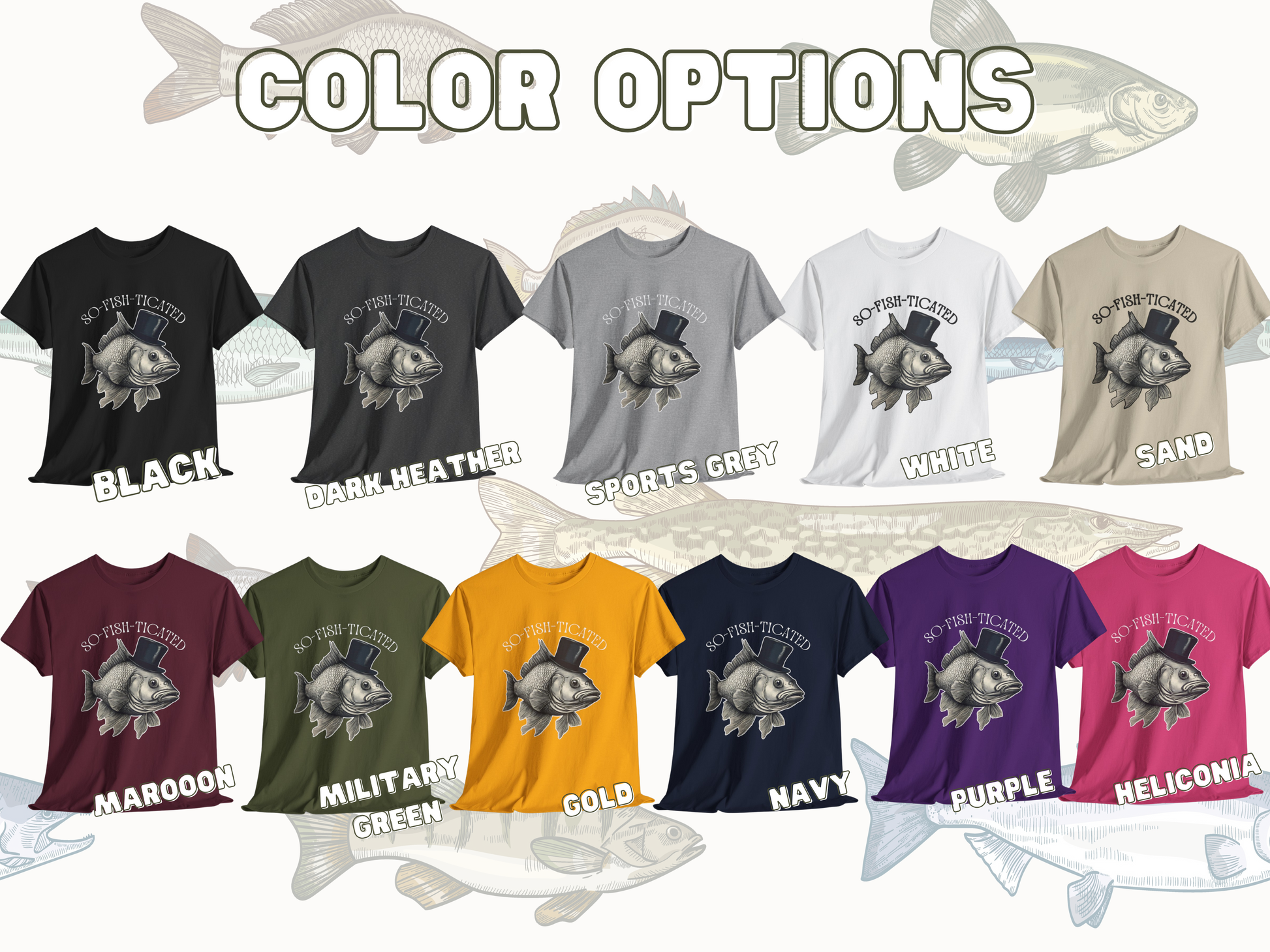 So-Fish-Ticated Funny fishing pun tshirt Funny Meme TShirt Retro Fisher T Shirt, Fisher Gear, Fish Graphic Shirt, humor Unisex Cotton Shirt - Aurora Corner Shop
