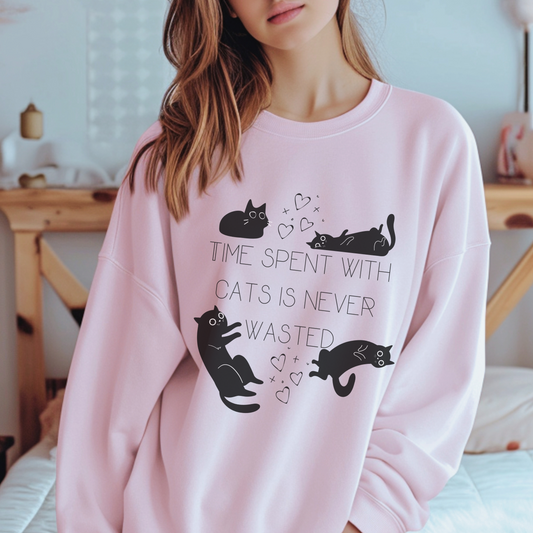 Time spent with cats is never wasted Crewneck Sweatshirt - Aurora Corner Shop