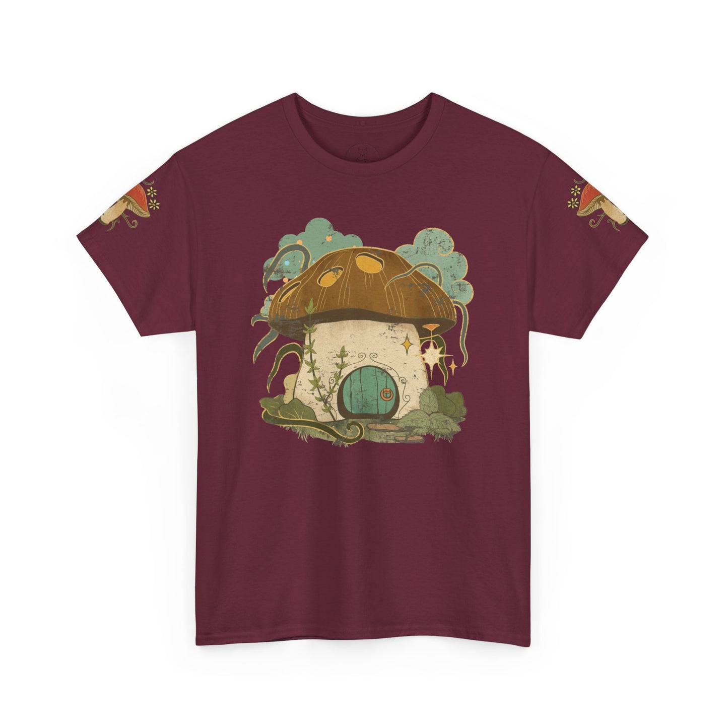 Cottagecore Mushroom House T-Shirt - Whimsical Sleeve Design"
"Fairycore-Inspired T-Shirt with Cute Mushroom Illustrations"
"Charming Cottagecore Mushroom House Tee - Perfect for Nature Lovers"