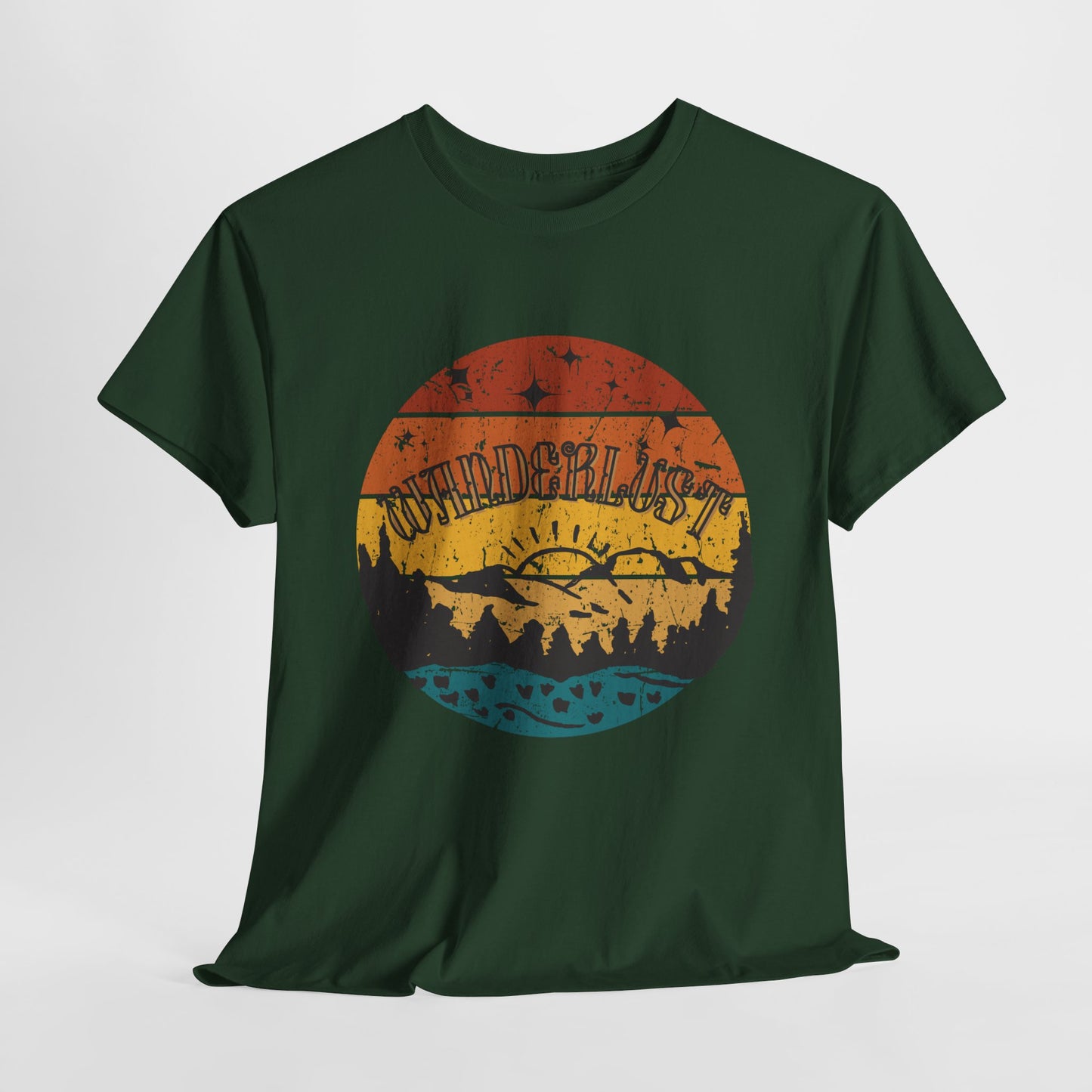 Wanderlust vintage style cotton t-shirt with retro travel design, perfect for travel lovers and adventure seekers. Soft, breathable fabric with a faded print, offering comfort and timeless fashion with hippie vibes. Ideal for casual wear and exploring new destinations
