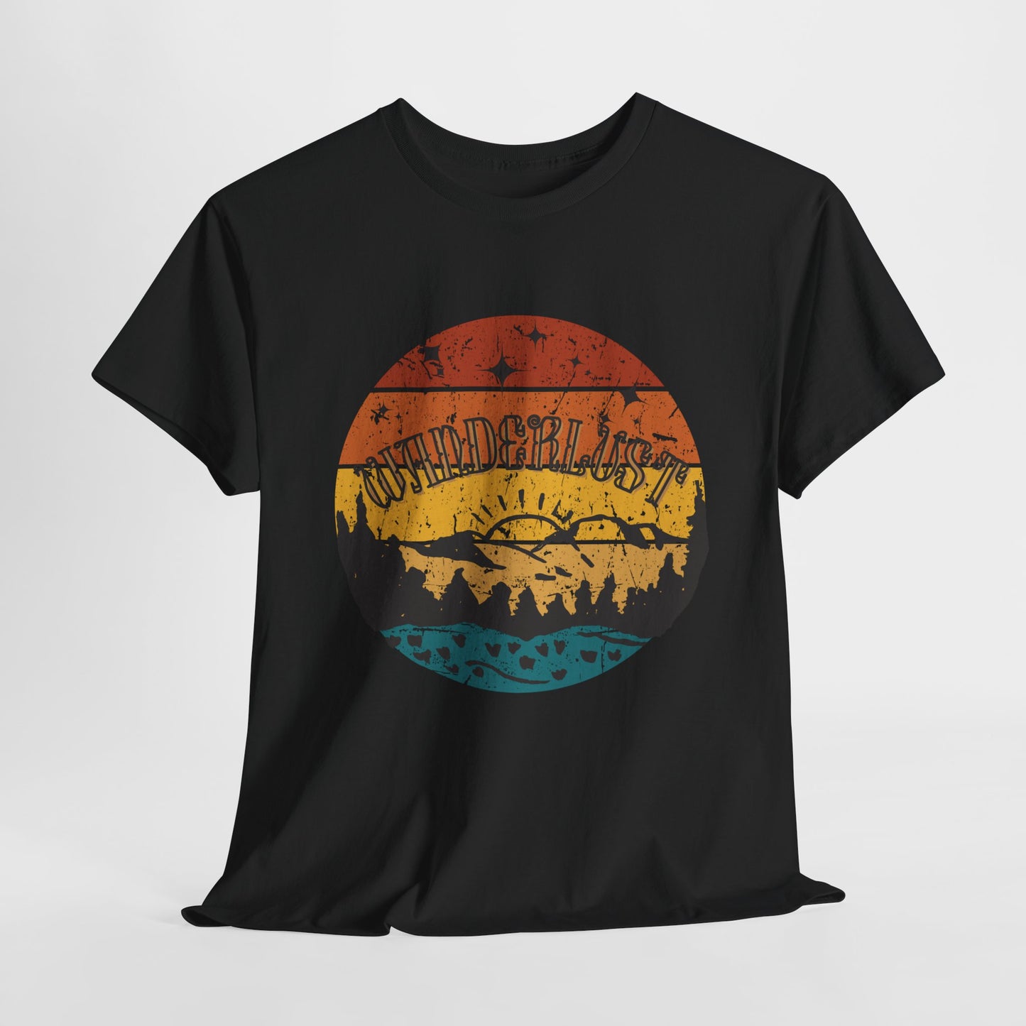 Wanderlust vintage style cotton t-shirt with retro travel design, perfect for travel lovers and adventure seekers. Soft, breathable fabric with a faded print, offering comfort and timeless fashion with hippie vibes. Ideal for casual wear and exploring new destinations.