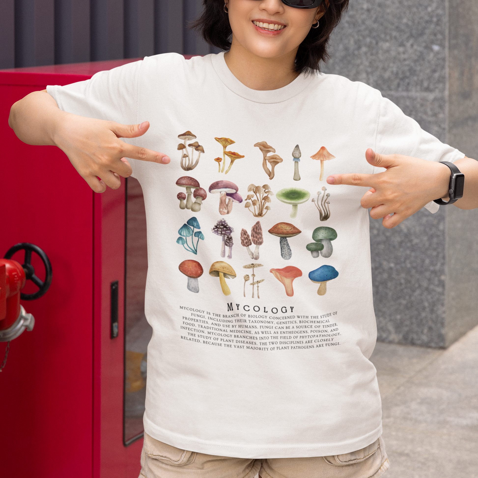 Cute Shiitake Happens Mushroom Shirt - Black and White Fungi