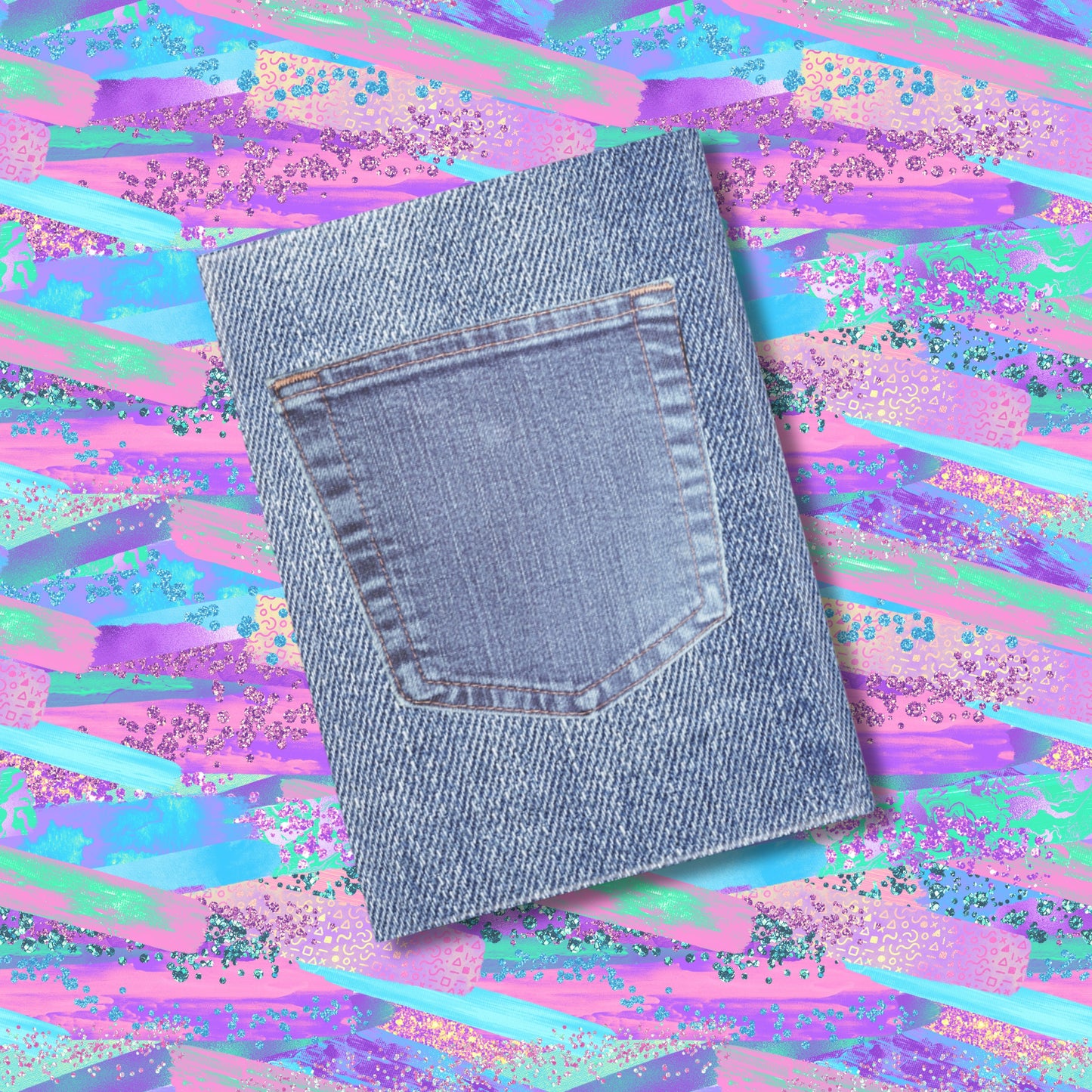 90's style denim Notebook with Puffy Covers - Demin style journal - retro inspired Postive Vibes