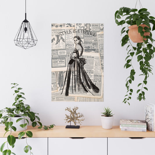 Style is Eternal Vintage fashion inspired Matte Poster - Old newspaper poster