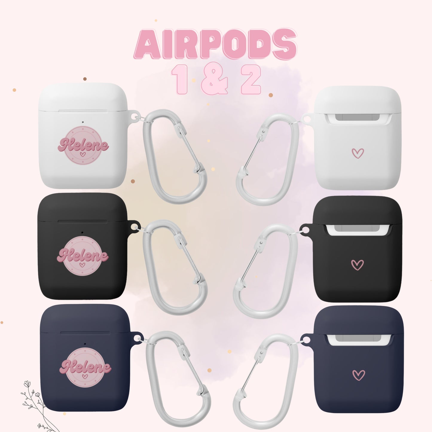 Cute Personalised Airpod Case Cover Soft Shell For Airpods 1,2 & Airpods Pro - Custom case for Airpods - Personalise with your name