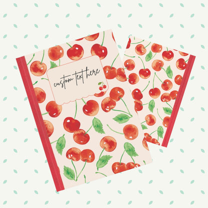 Cherry Watercolour art Notebook - cherries journal - Customizable notebook / Journal - fruit graphic