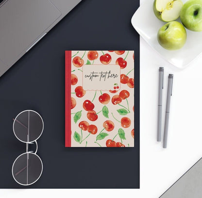 Cherry Watercolour art Notebook - cherries journal - Customizable notebook / Journal - fruit graphic