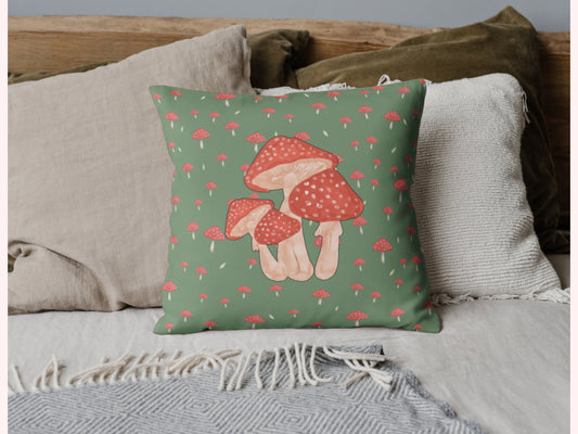 Fly Amanita Cottagecore mushroom pillow - nature aesthetic whimsical Multicolored Pillow Colorful Pillow  fairycore pillow Amanita muscaria