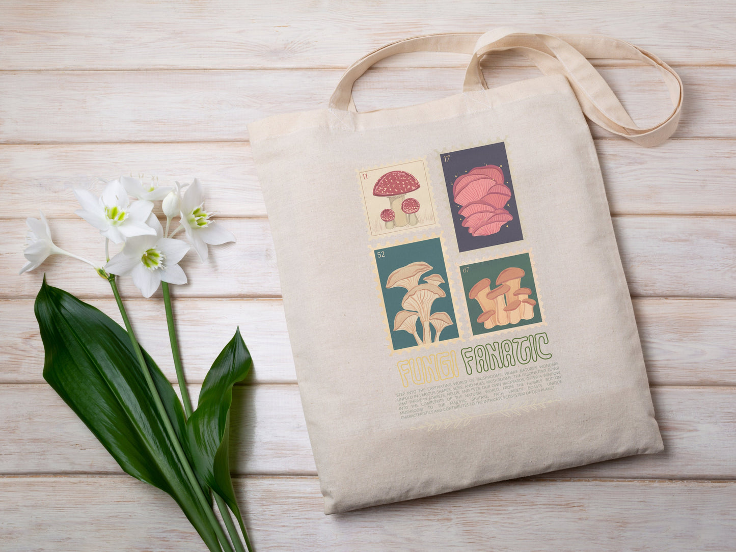 Fungi Fanatic Mushroom Tote Bag Fungi Lover Gift Unique gitf Cotton tote bag Farmers Market Bag Mushroom Art Accessories nature aesthetic