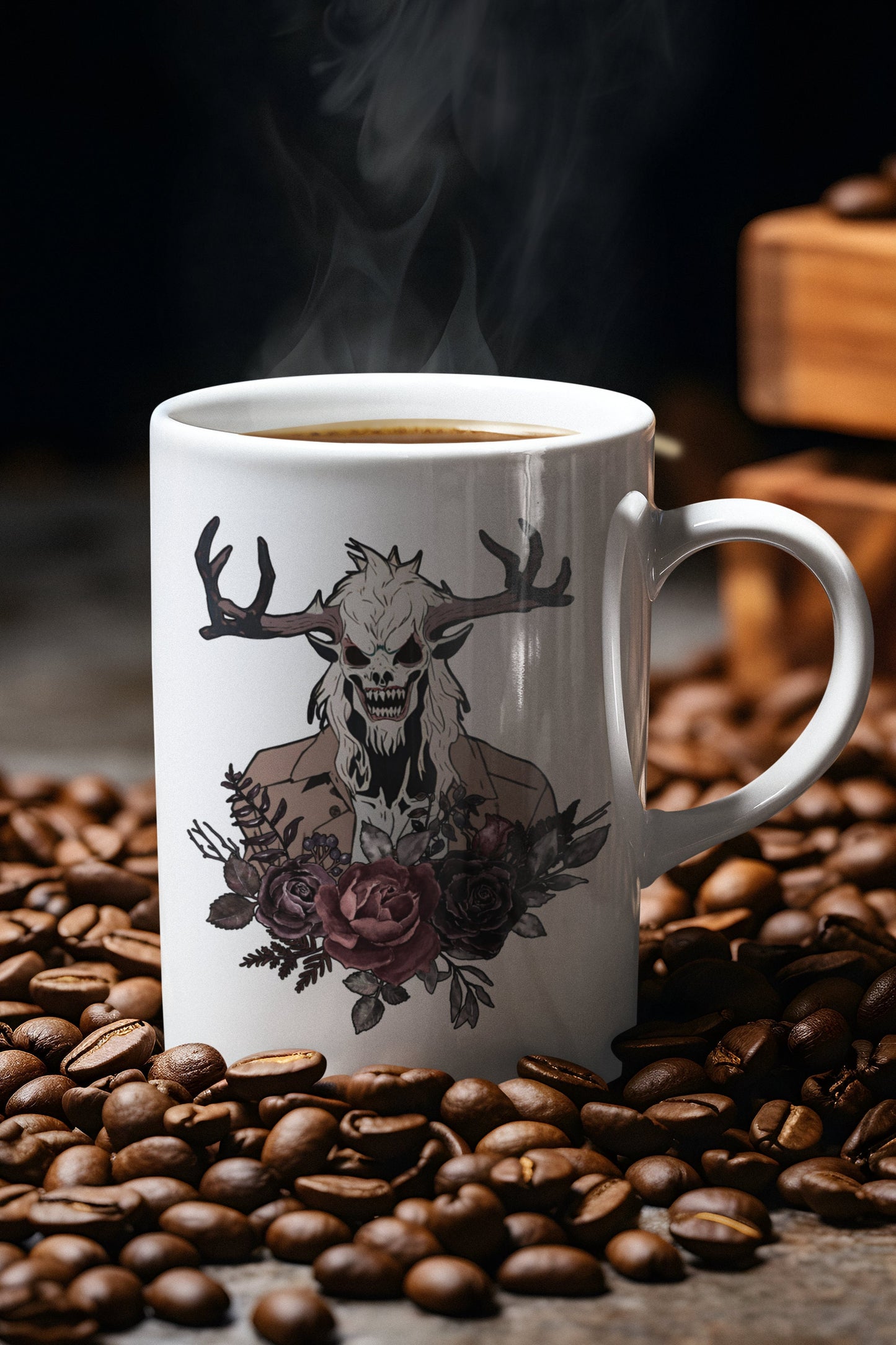 Wendigo Mug floral - Monster Floral Gifts Folk Art Housewarming Gothic Birthday Gift Funny Creepy Weird Stuff Quirky Whimsical Tea Cup Goth