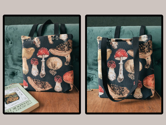 Cottagecore Aesthetic Mushroom Tote Bag - Mushroom Lover Gift, Cute Tote Bag, Canvas Bag, Aesthetic Bag, Casual Canvas Tote - Botanical Art