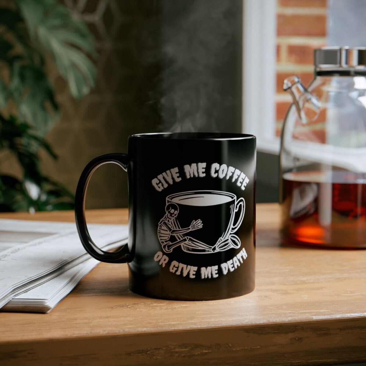 Give me Coffee Give me Death Gothic Aesthetic Skeleton Coffee Mug Coffee Lover Gift funny Coffee Mug Spooky Mug Halloween Mug Whimsigoth Mug