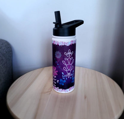 Arctic Blossom Insulated Water Bottle - Purple water bottle , Lavender, Art Steel Water Bottle, Thermal Water Bottle, Custom water bottle