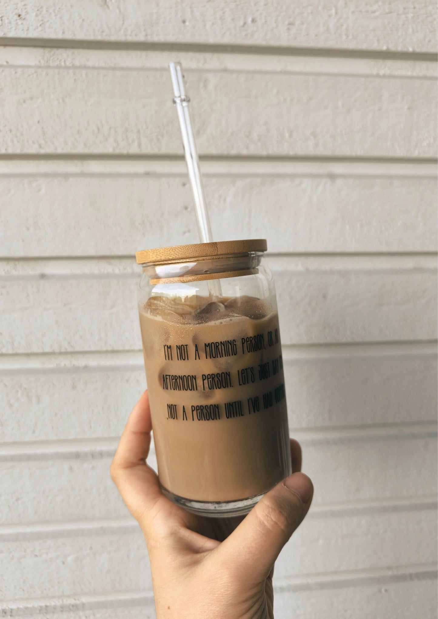 Funny coffee meme Glass Cup 16oz With Lid And Straw Trendy Glass Tumbler Iced Coffee Cup Glass Coffee Cup Tumbler, Water Glass Gift For Mom