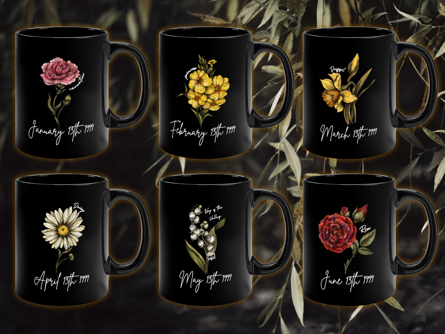 Custom July Birth Flower Mug for her,  Personalised gift mug, Personalized Floral Birthday Gift for Her - 30th, 40th, 50th, Milestone Gift