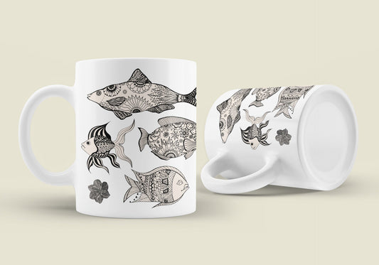 Fish Mug - Ceramic Ocean Fish Art, Angling Fly Fishing Coffee Cup, Ocean Fish Decor, Father's Day Gift, Fish Themed Nature Mug, Fishing Gift