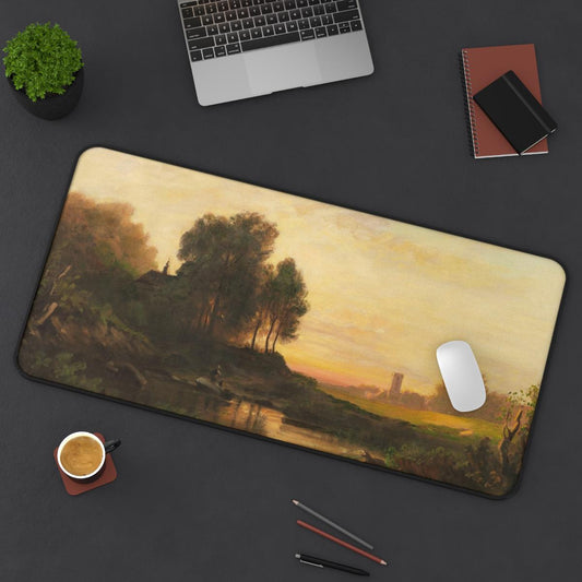 Cozy Gaming desk mat Whimsical desk mat, Boho nature desk mat, cottagecore desk setup, Aesthetic Mousepad Cozy, Large Mouse Pad earthy beige